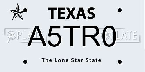 A5TR0 Texas License Plate