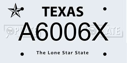 A6006X Texas License Plate