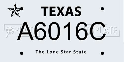 A6016C Texas License Plate
