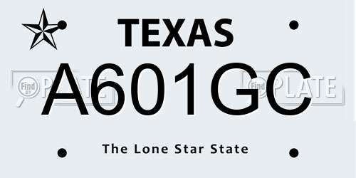 A601GC Texas License Plate
