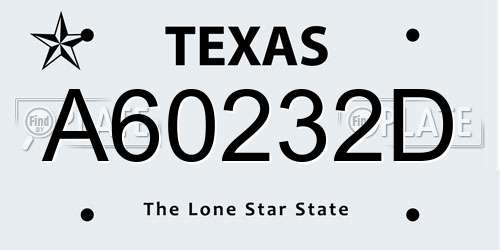 A60232D Texas License Plate