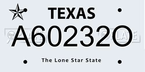 A60232O Texas License Plate