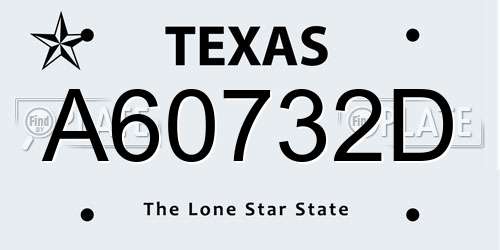 A60732D Texas License Plate