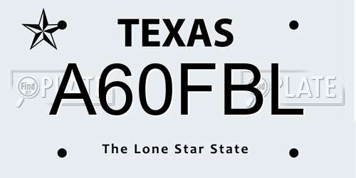 A60FBL Texas License Plate