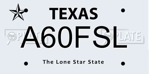 A60FSL Texas License Plate