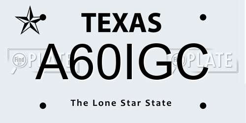 A60IGC Texas License Plate