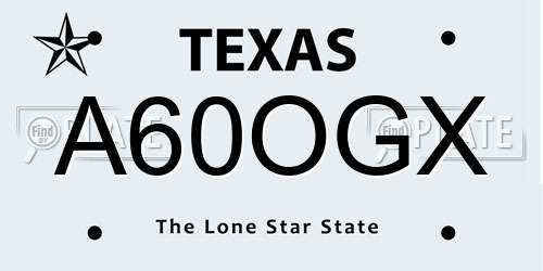 A60OGX Texas License Plate
