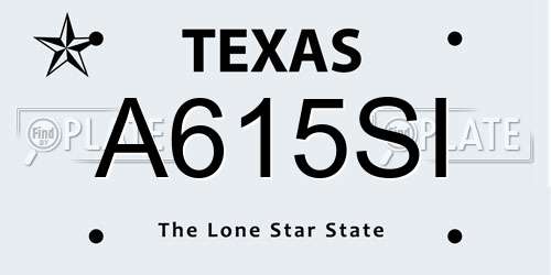 A615SI Texas License Plate