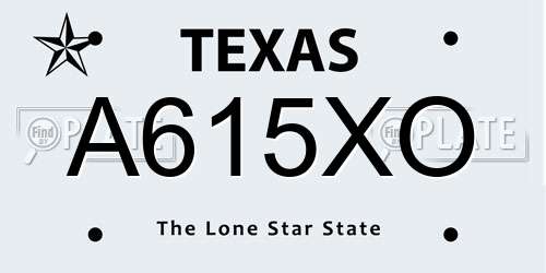 A615XO Texas License Plate