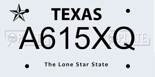 A615XQ Texas License Plate