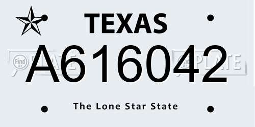 A616042 Texas License Plate