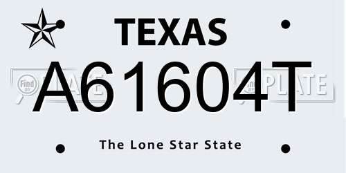 A61604T Texas License Plate