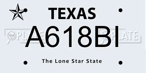 A618BI Texas License Plate