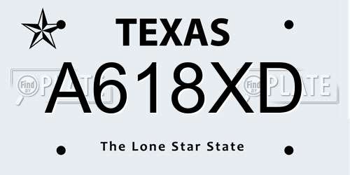 A618XD Texas License Plate