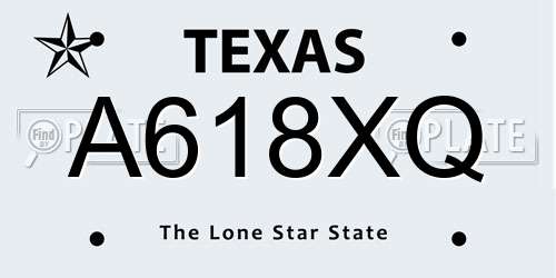 A618XQ Texas License Plate