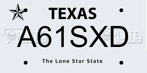 A61SXD Texas License Plate