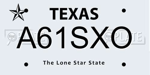 A61SXO Texas License Plate
