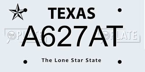 A627AT Texas License Plate