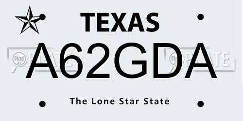 A62GDA Texas License Plate