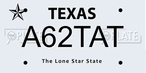 A62TAT Texas License Plate