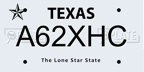 A62XHC Texas License Plate