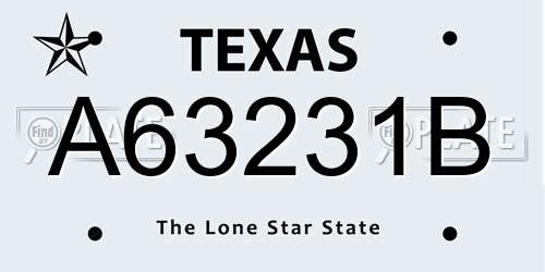 A63231B Texas License Plate