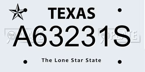 A63231S Texas License Plate