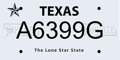 A6399G Texas License Plate
