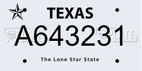A643231 Texas License Plate