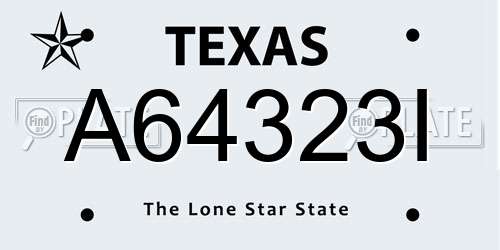 A64323I Texas License Plate