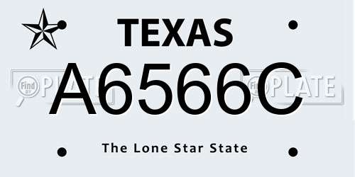 A6566C Texas License Plate