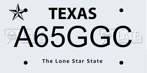 A65GGC Texas License Plate