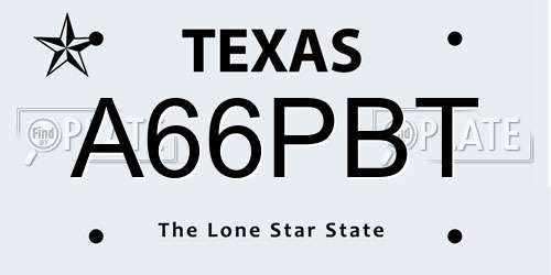 A66PBT Texas License Plate