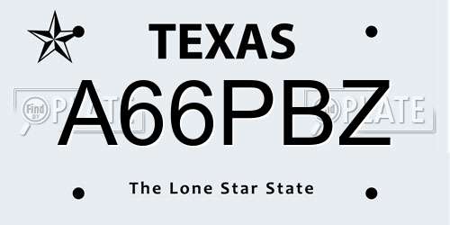 A66PBZ Texas License Plate