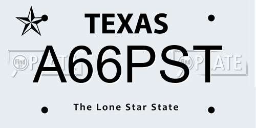 A66PST Texas License Plate