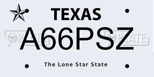 A66PSZ Texas License Plate