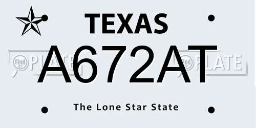A672AT Texas License Plate