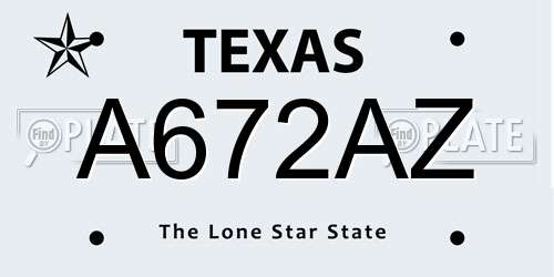 A672AZ Texas License Plate