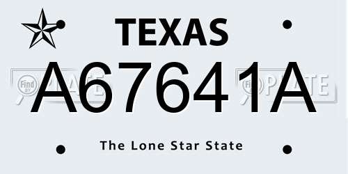 A67641A Texas License Plate