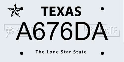 A676DA Texas License Plate
