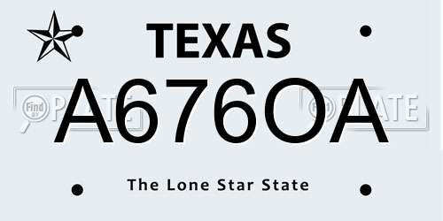 A676OA Texas License Plate