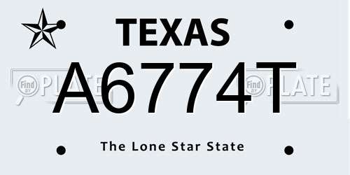 A6774T Texas License Plate