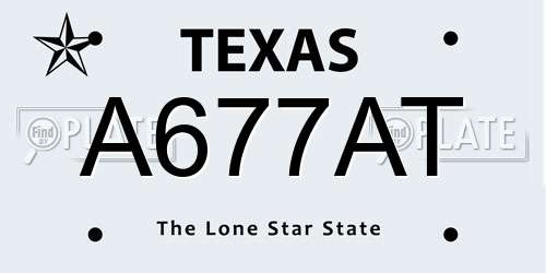 A677AT Texas License Plate