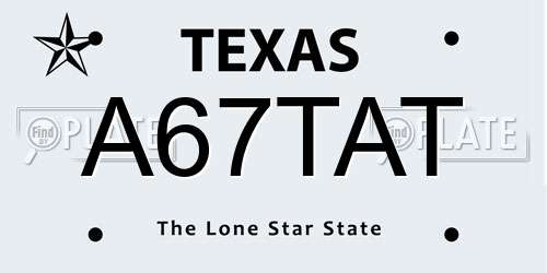 A67TAT Texas License Plate