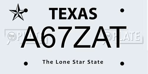 A67ZAT Texas License Plate