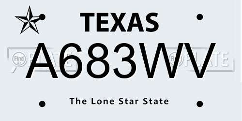 A683WV Texas License Plate