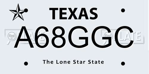 A68GGC Texas License Plate