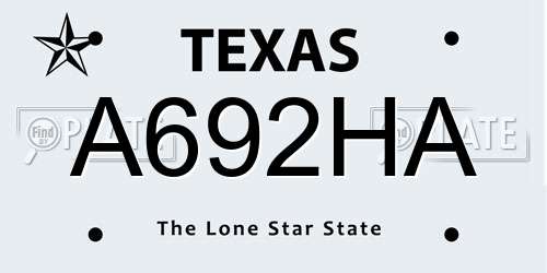 A692HA Texas License Plate