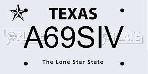 A69SIV Texas License Plate