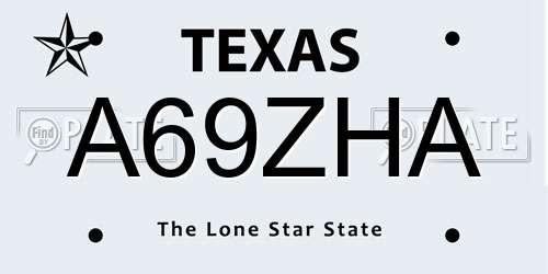 A69ZHA Texas License Plate